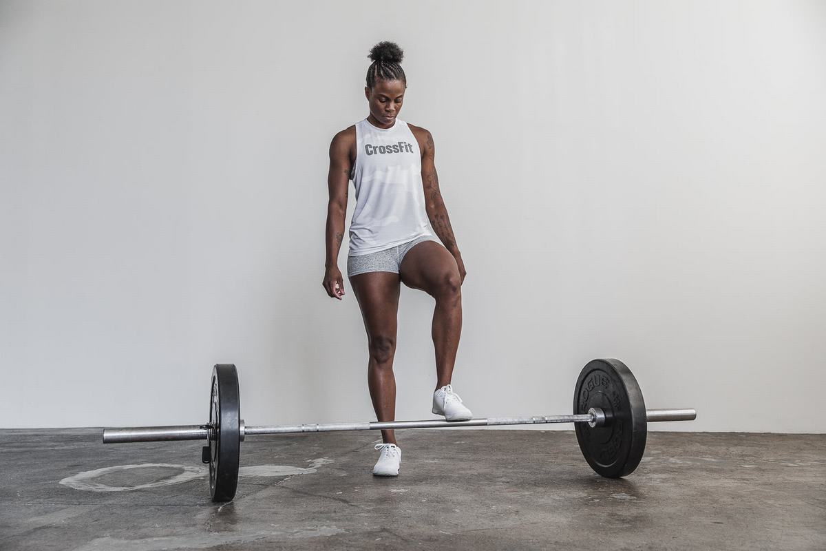 Nobull Crossfit® High-Neck Women's Tank Tops White Camo | Australia (VJ0156)